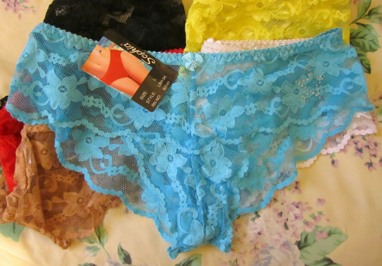 Sophia Lace Bikini Panties X-Large *COLOR CHOICE* Floral & Star