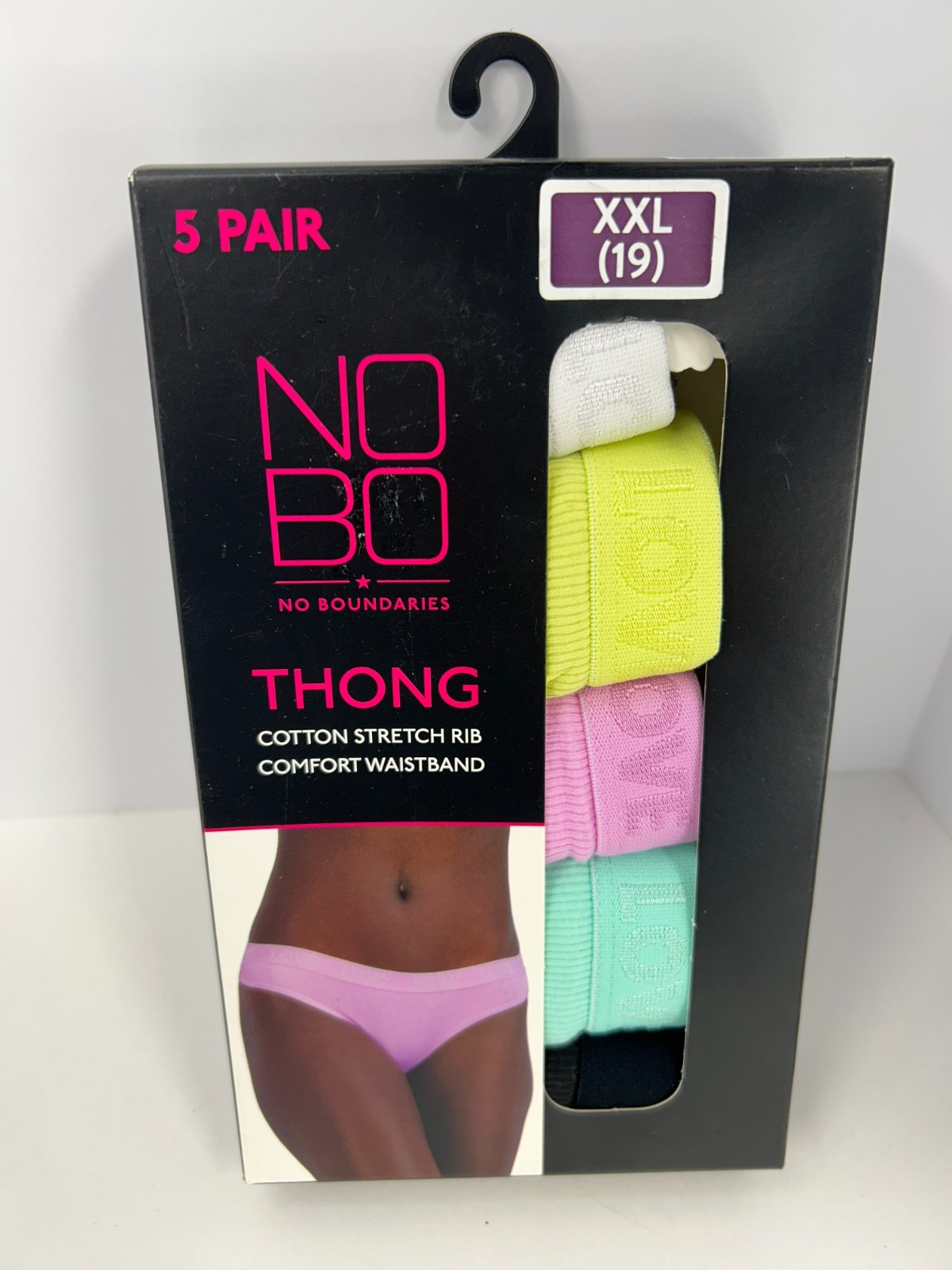 No Boundaries Womens 5-Pair Cotton Stretch Rib Solid Thong Underwear Size XXL(1)