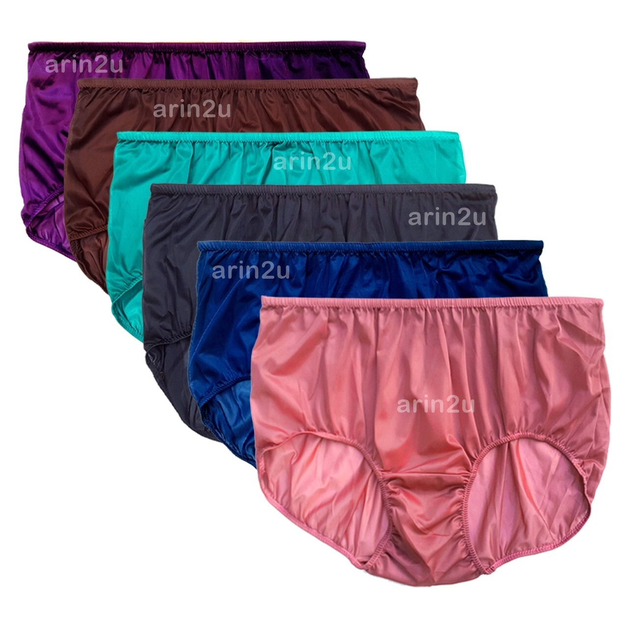 6 Pcs Plus Size 4XL Underwear Vintage Sheer Transparent Silky Nylon Panties Brie