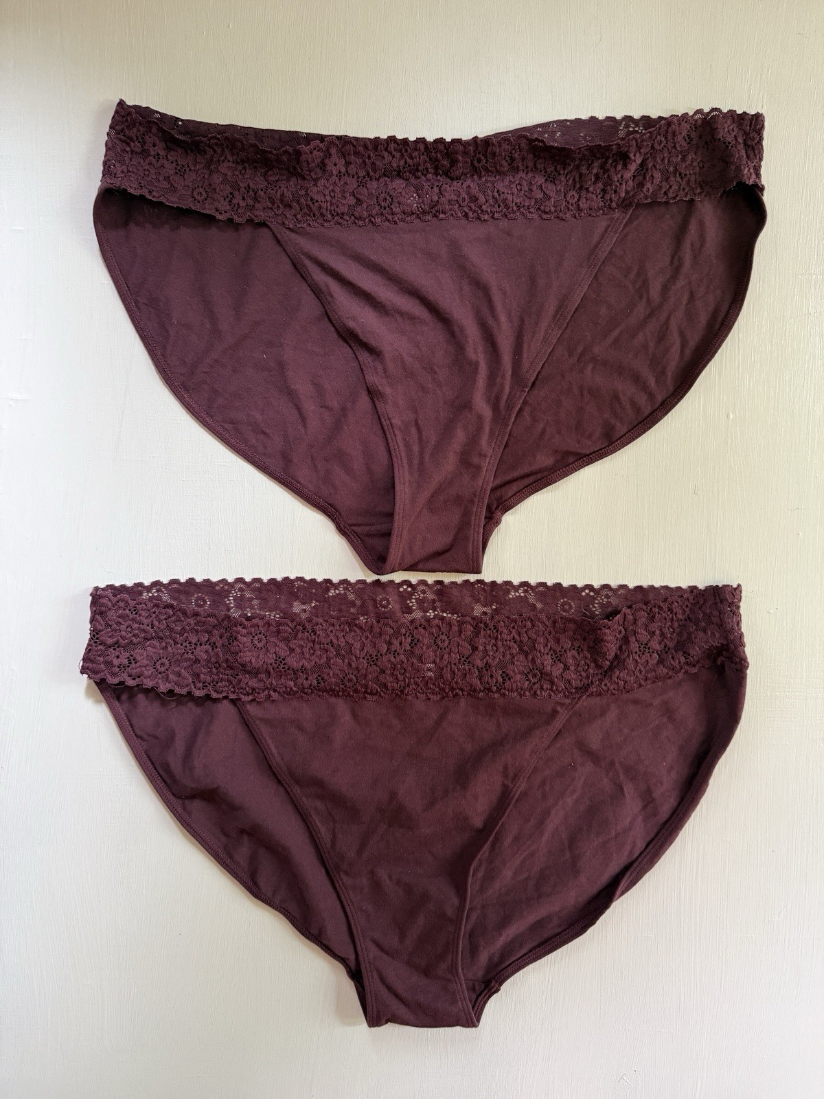 Nordstrom Rack Women Stretch Lace Bikinis Panty PACK OF 2 Sz XL Burgundy