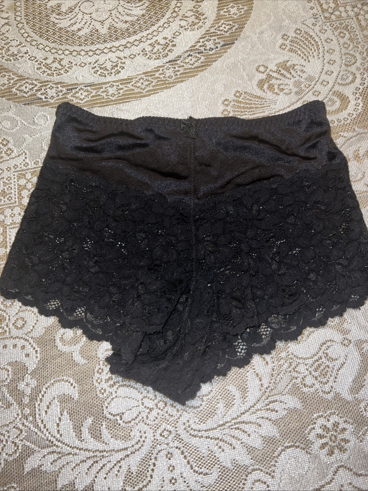 Eva Cervantes Panties Lace Shapewear Black Satin Firm Large tap panties