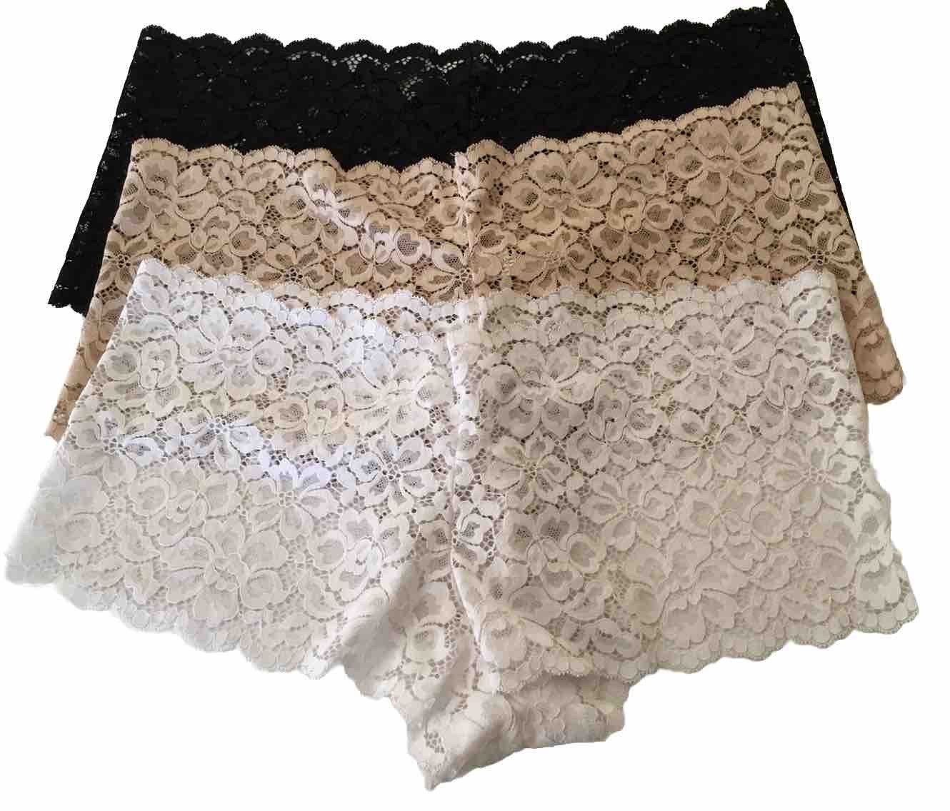 VTG. NWOT ~ MAIDENFORM ~ set of three Boyshort Panty Sexy Lace Cheeky Women 7/L