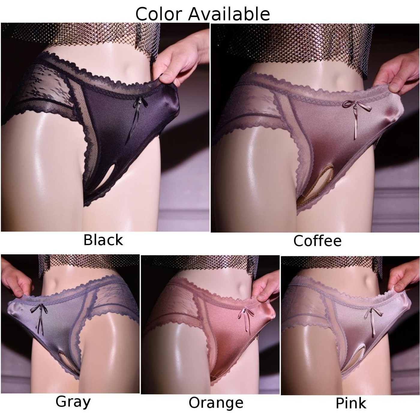 Men Women Sexy Luxury Satin Lace Panties Underwear Lingerie Briefs Underpants