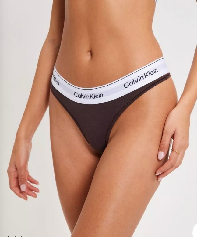 NWT~Calvin Klein Women’s Size 1X MODERN COTTON Natural Brown THONG QF7046-021