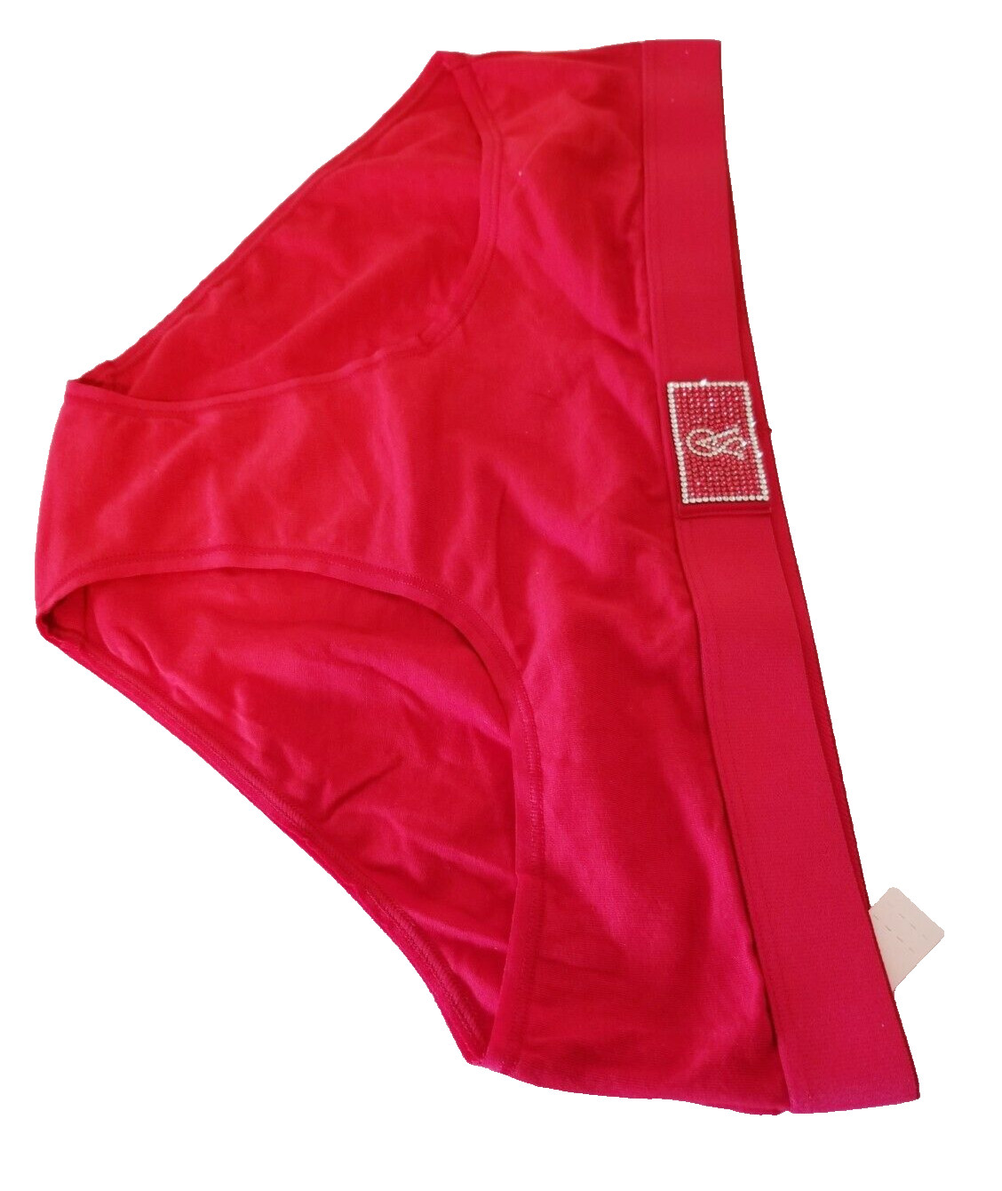 NWT VICTORIA’S SECRET Hiphugger Hipster Pantie SIZE XL RED W/LOGO Bling Bling