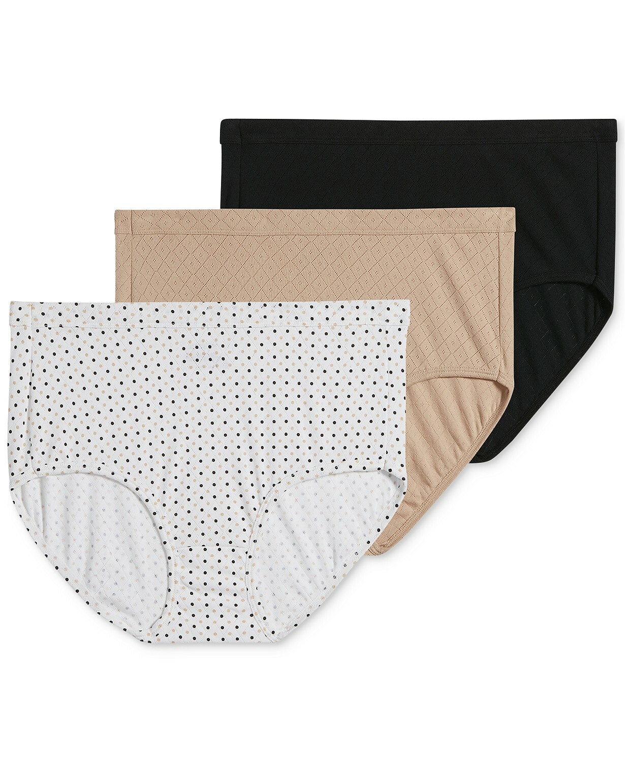 Women Jockey Underwear Breathe 3-pack Pointelle Briefs/Light/Simple Dot/Black