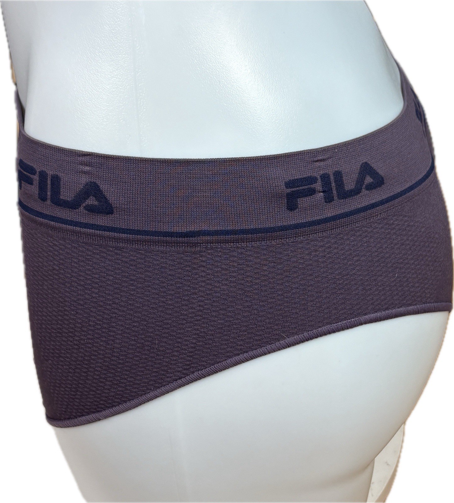 Fila L Purple-Navy-Gray Striped Name Logo Waistband Seamless Hipster Panties 3Pk