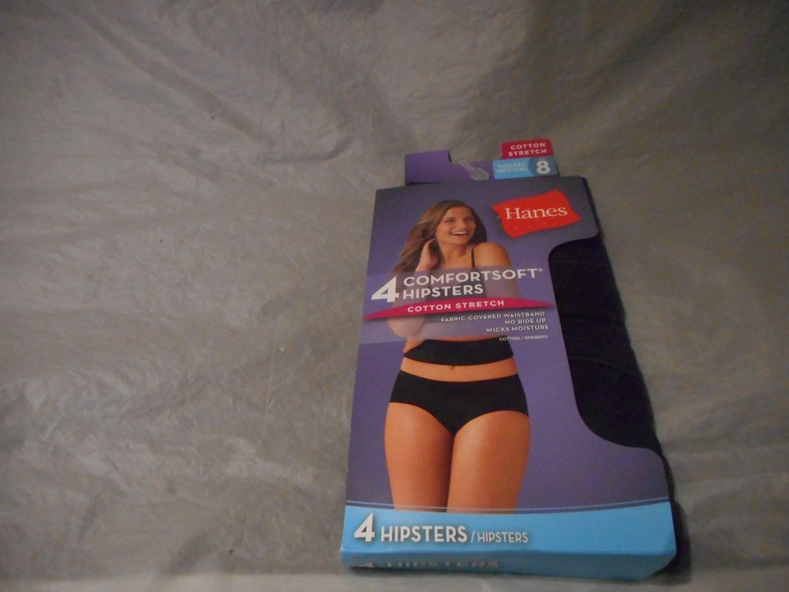 Hanes 4 Pack Comfortsoft Black Hipster Cotton Stretch Panty Size8/ XtraLarge