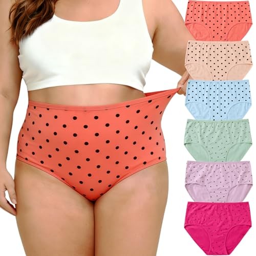 Womens Underwear Cotton Panties Plus 4X-Large 6 Pack Cotton Underwear Orange
