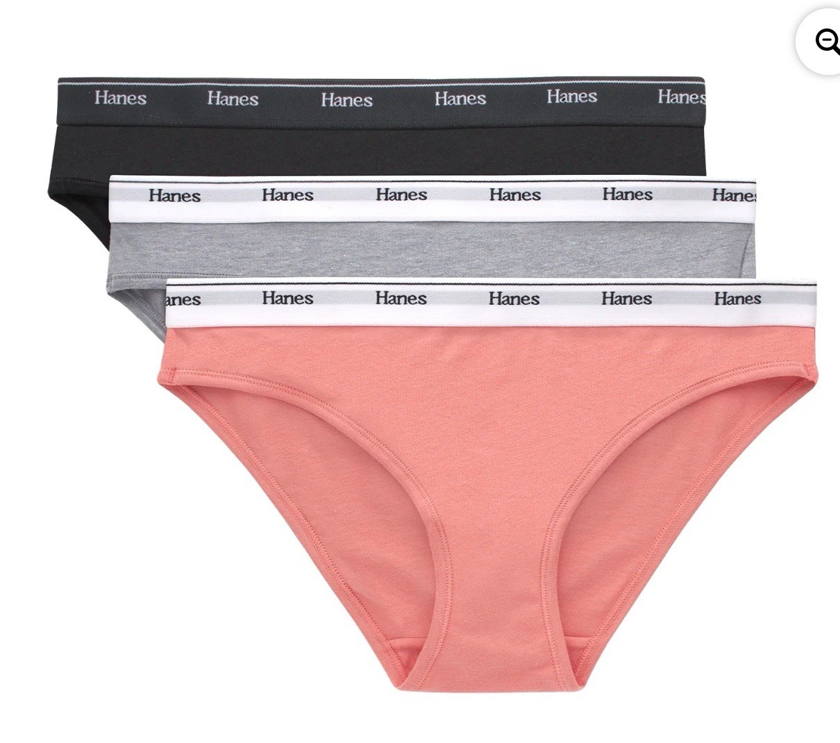 Hanes Originals 3-Pair Women’s Cotton Stretch Bikini Underwear Size XXL/9 NWT