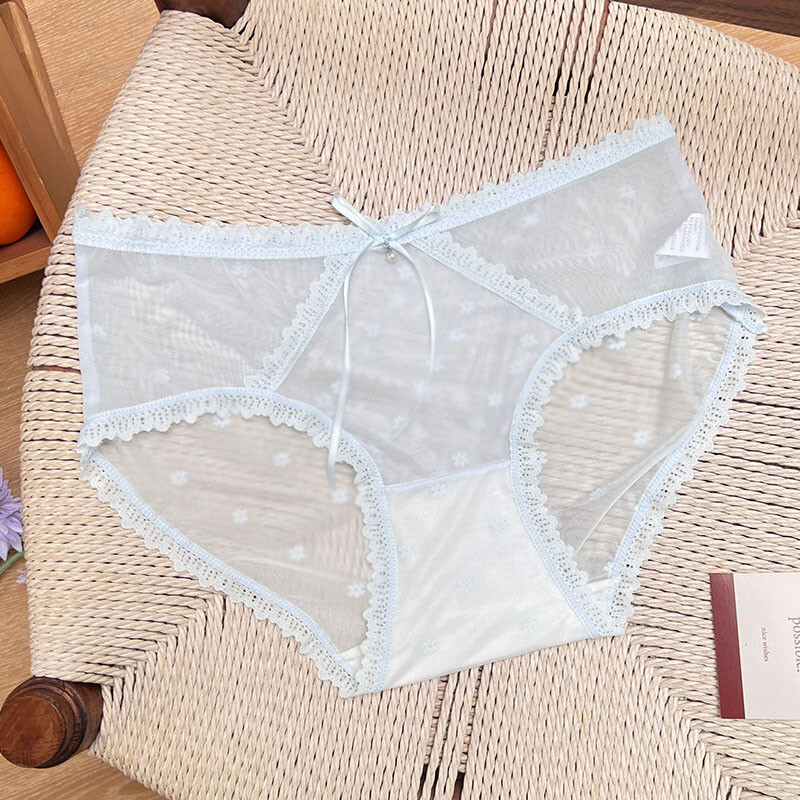 Womens Girls Sweet Lace Panties Briefs Sheer Transparent Underwear Underpants
