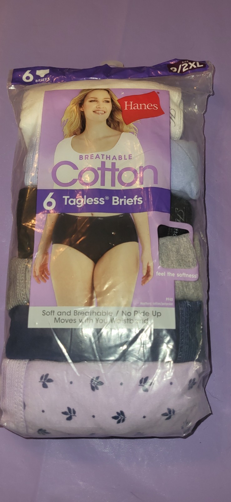 6 PAIR Hanes Tagless Brief Panties Soft Breathable Cotton Multi Colors Size 9 2x