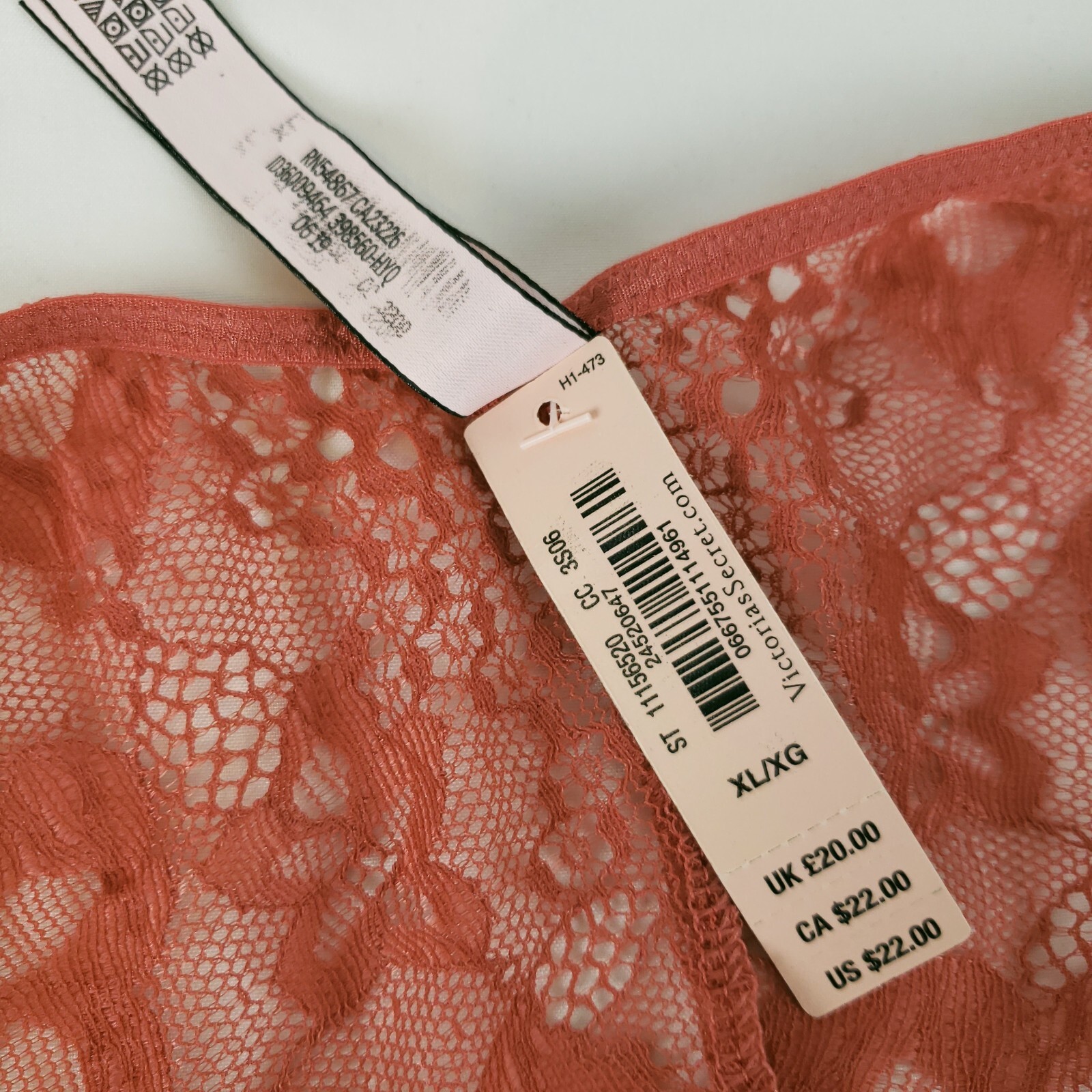 Victorias Secret Brazillian Panties X-Large All Lace String Hi Cut Copper NWT