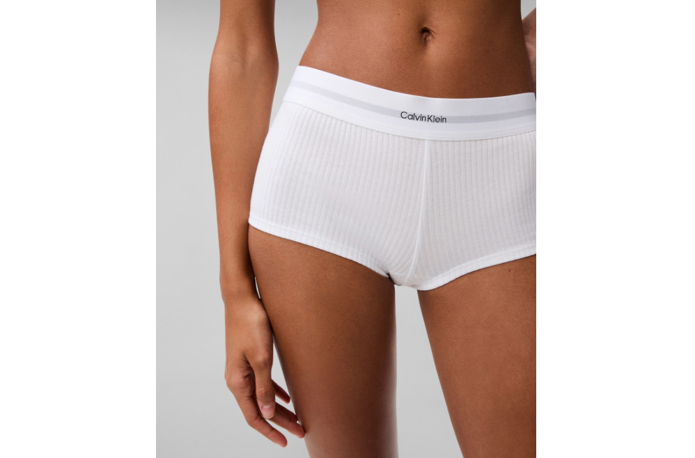 Calvin Klein Underwear Cotton Modal Stretch Rib Boyshorts Women Underwear White
