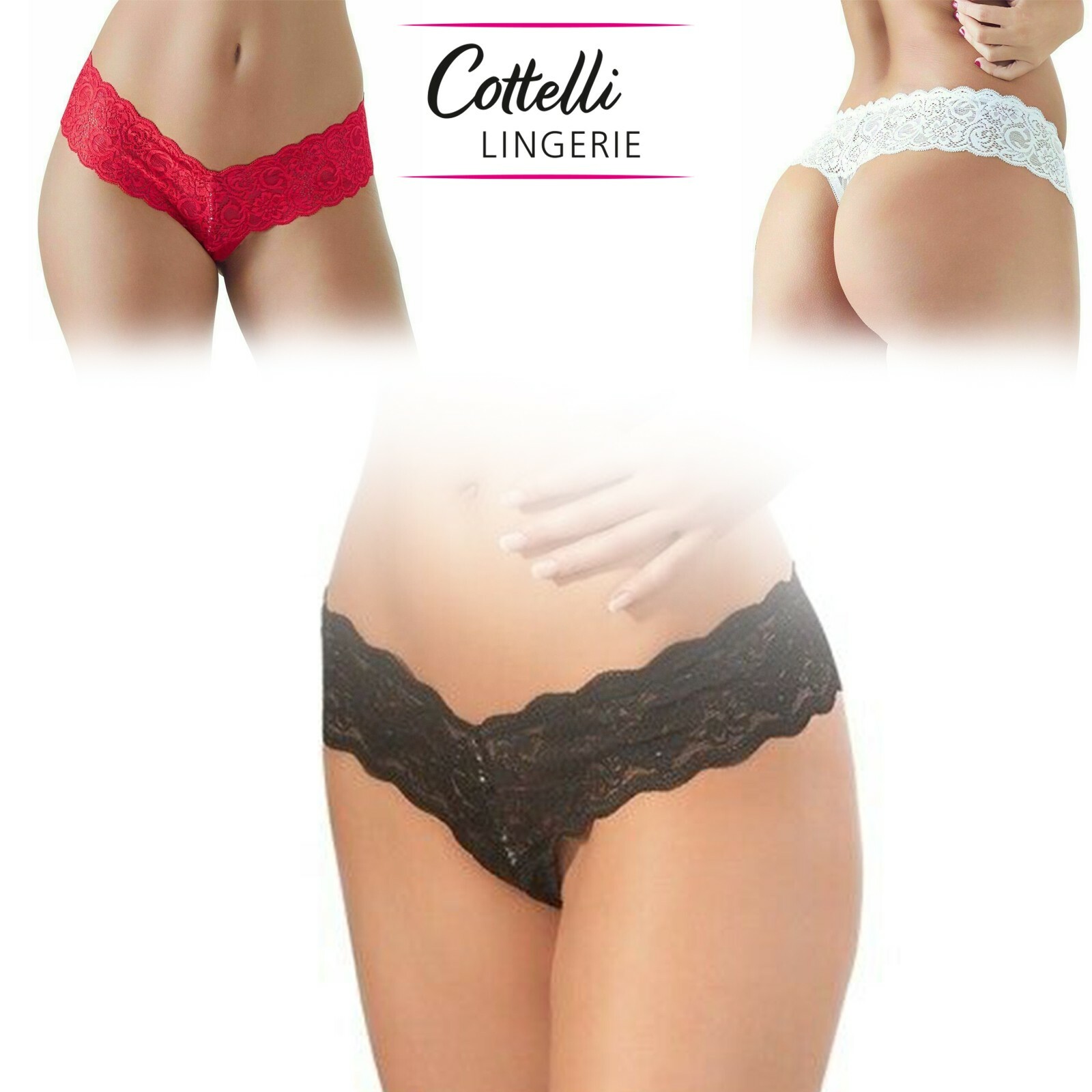 Cottelli Lingerie Sexy Black String in Powernet with Pearls Perizoma con Perle