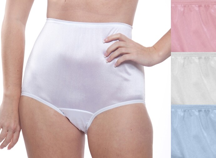 *6-PAIR ASST. COLORS, NYLON PANTIES, RUTHE’S FASHIONS SOFT NYLON FULL PANTIES