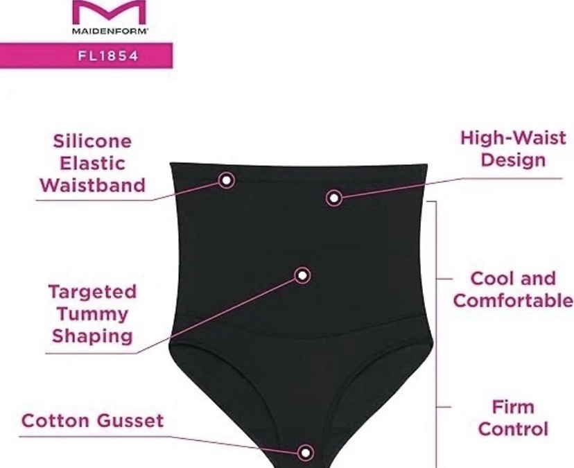 Maidenform Firm Control High Waist Brief Panty Women Beige Cool Comfort Size L