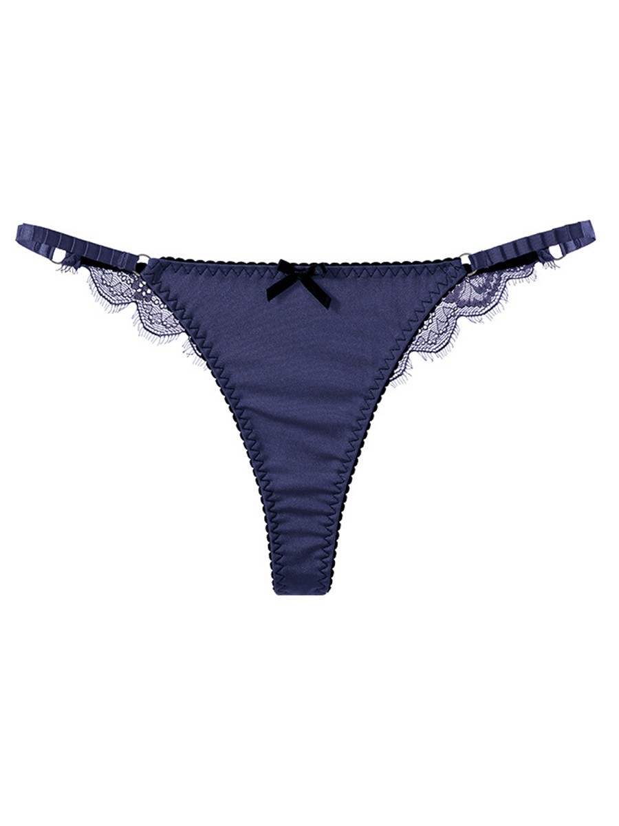 Women’s Polyester Bow Lace Thong Underwear Breathable for Slim Fit Regular