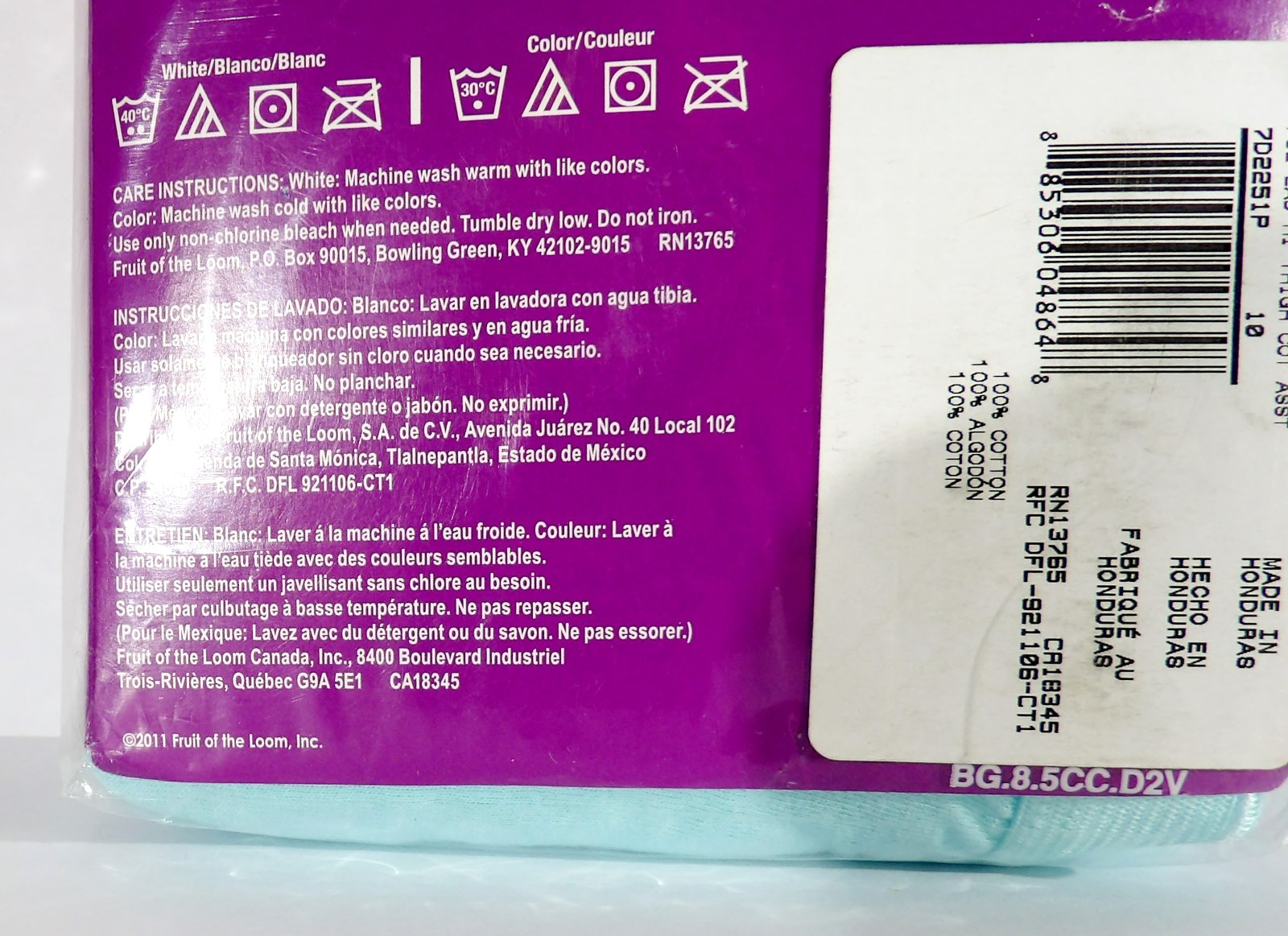 7 Pairs Fruit of the Loom Fit for Me Cotton Hi Cut Panties Plus Size 10 NOS 2011