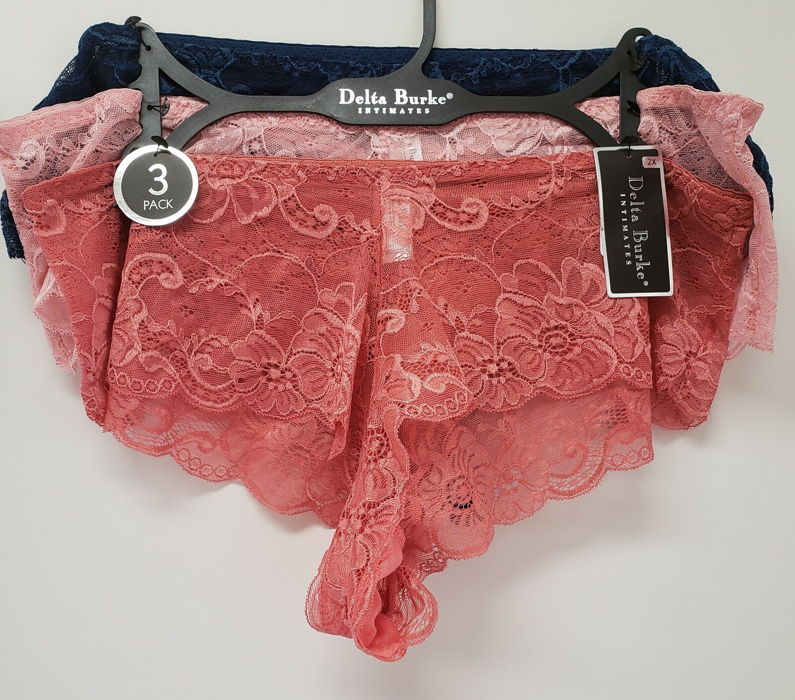 Delta Burke Lace Boyshorts 2X Set of 3