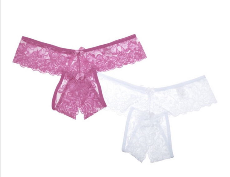 Angelina Lace Crotchless Thongs Size Small