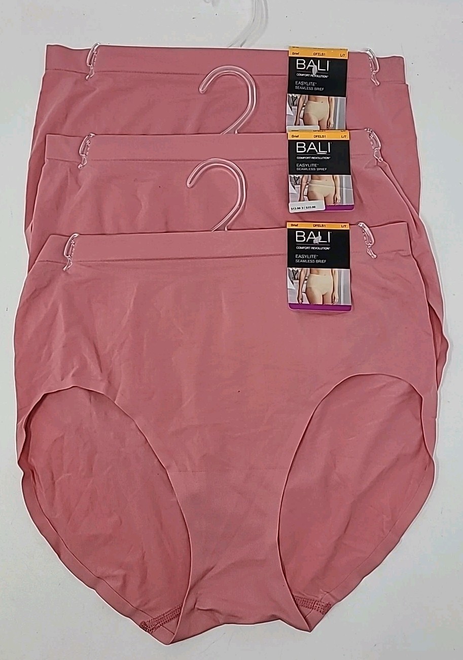 BALI COMFORT REVOLUTION® Easylite Seamless Brief Size L/7 Mauve Lot of 3 NWT
