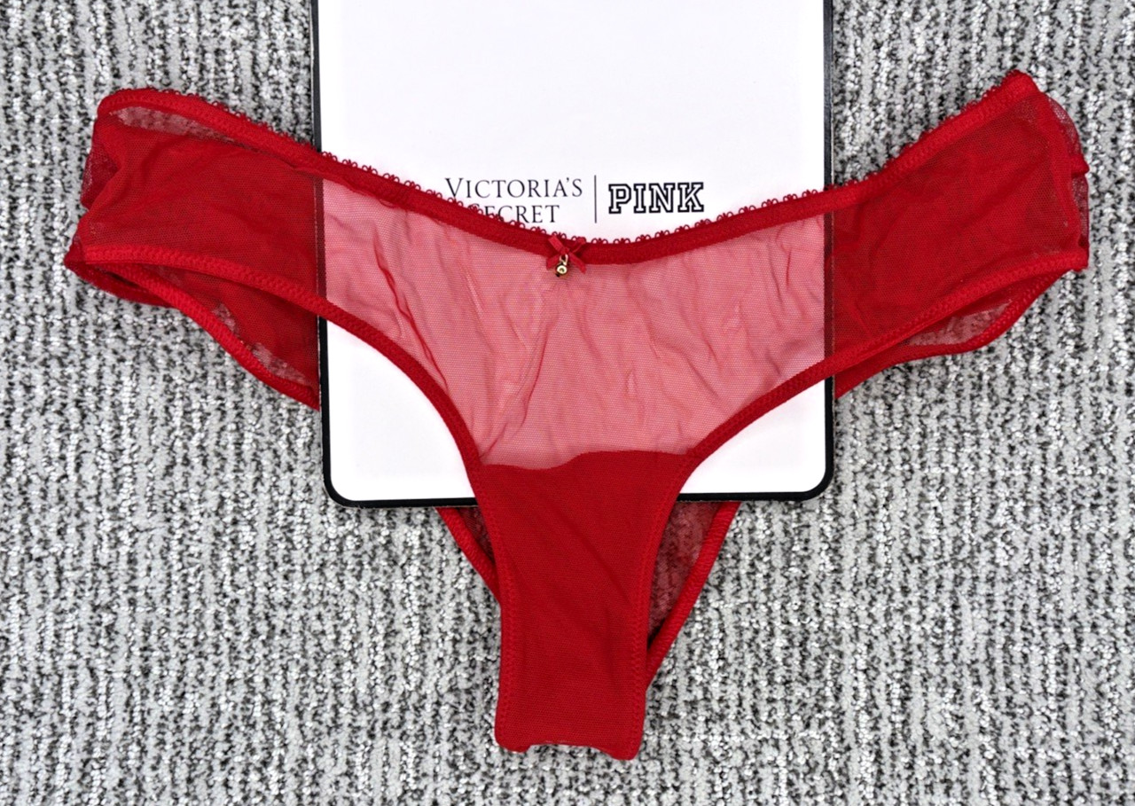 Victoria’s Secret Very Sexy NWT Large Red Jingle Bell Mesh Ruffle Cheeky Panty