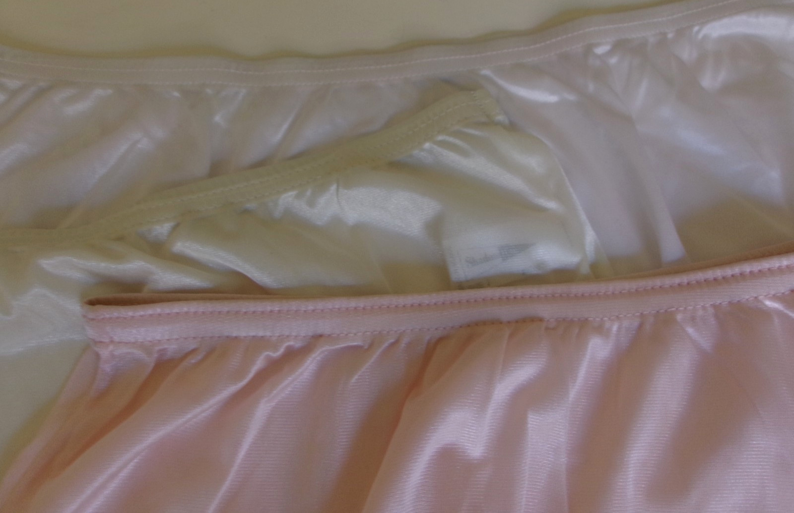 3 Shadowline Nylon Full Briefs side lace Style 17082 Size 8 Blush Ivory White