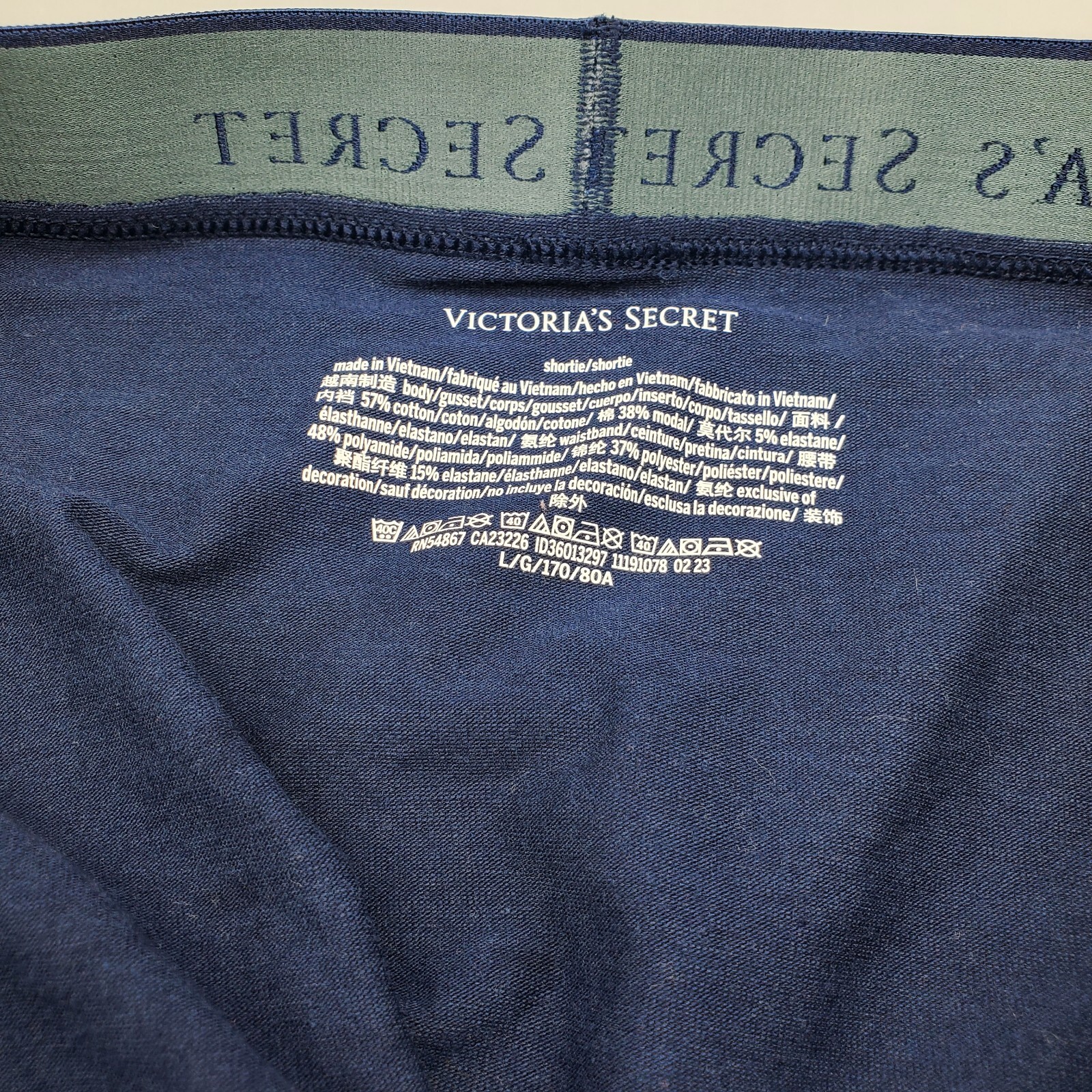 Victoria’s Secret Shortie Size L Navy Blue Cotton Stretch Logo Elastic Waistband