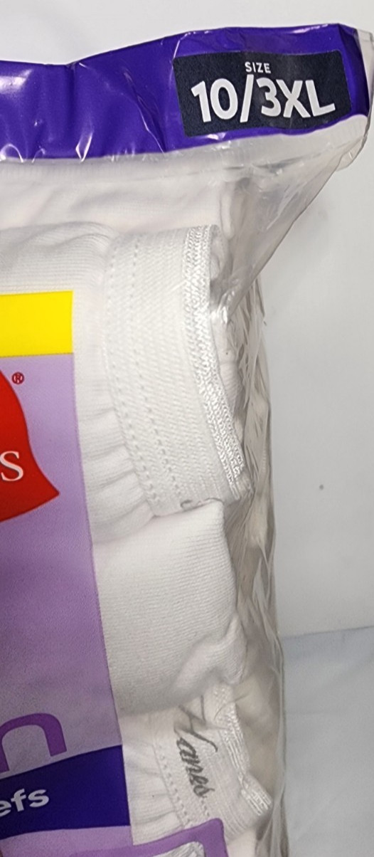 Hanes Breathable Cotton Valu Pak 10 Tagless Briefs Size 10/3XL Preshrunk Cotton