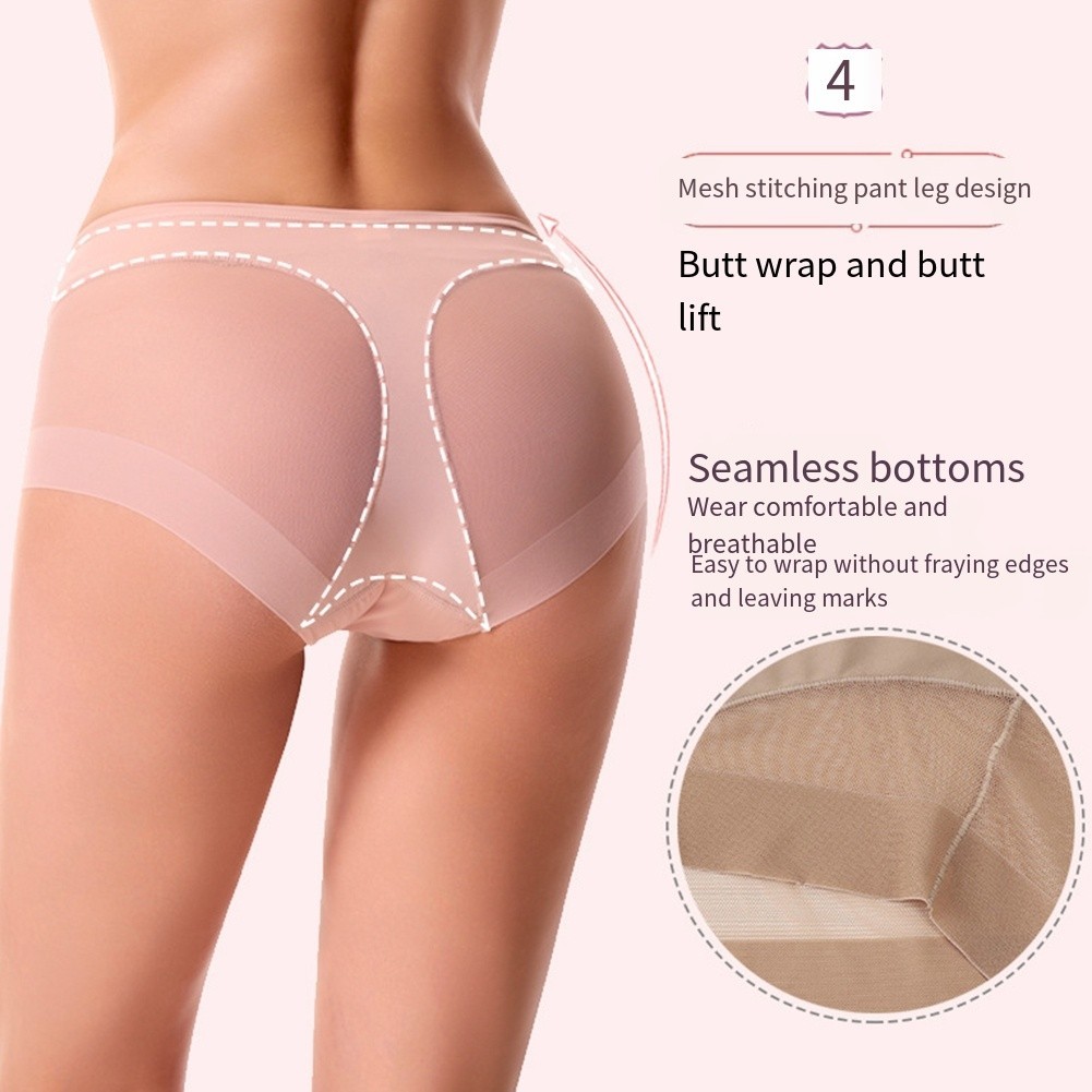 Fashionable Mid Waist Women’s Briefs in Soft Ice Silk with Unique Mesh Design