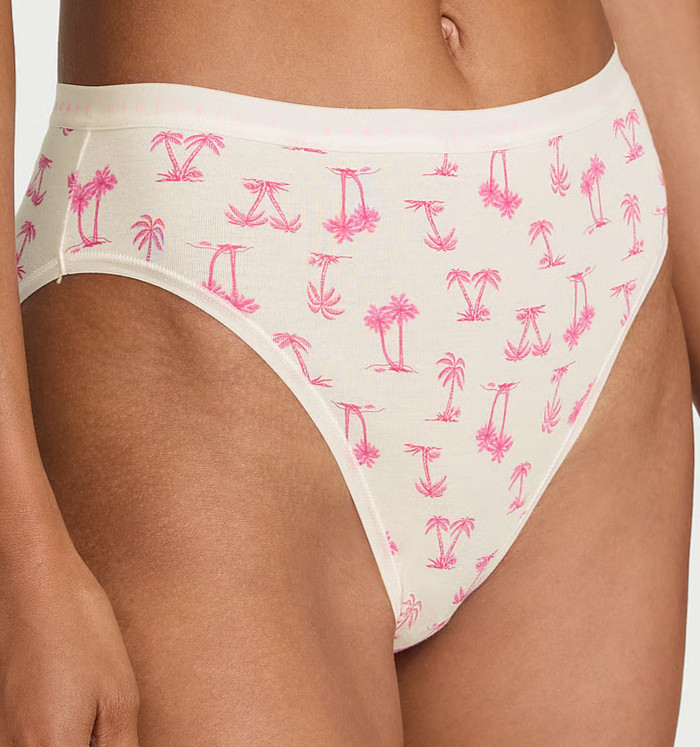 S M L XL XXL Pink Palm Tree Cotton Victorias Secret HighLeg Waist Brief Pantie