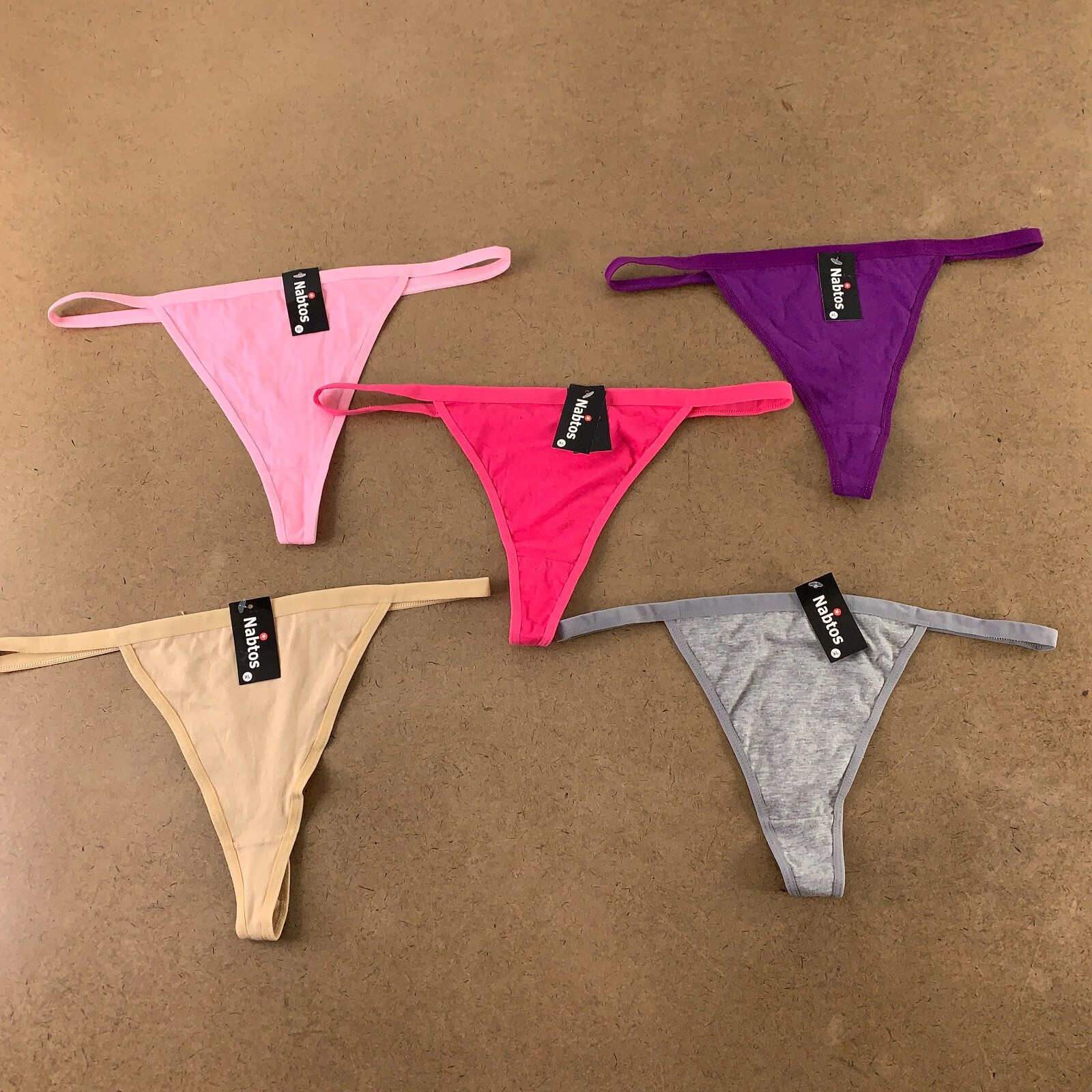 Nabtos Women’s Size XL Multicolor Cotton Blend Strappy Thong Panty 5 Pack NWT