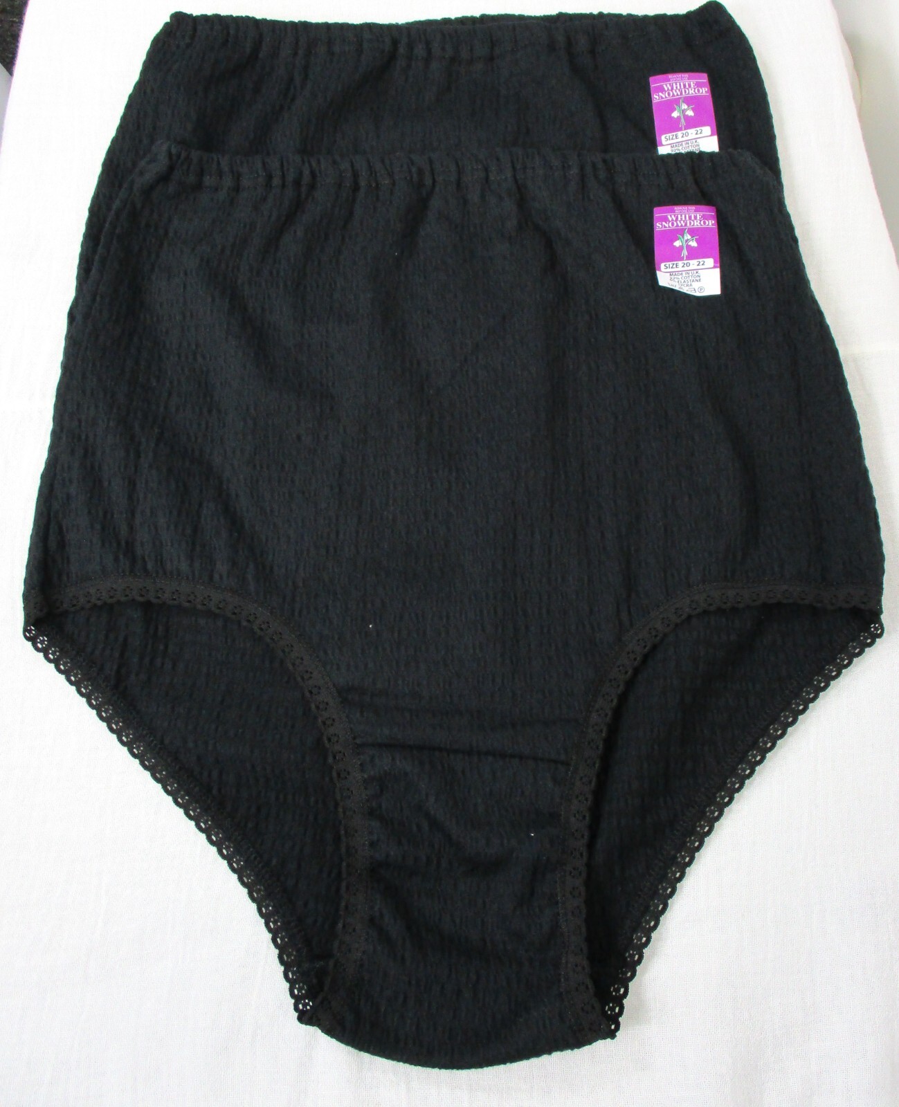 Ladies 2 Pack 92% Cotton 8% Elastaine Lycra Crinkly Briefs Sizes: 12/14 28/30