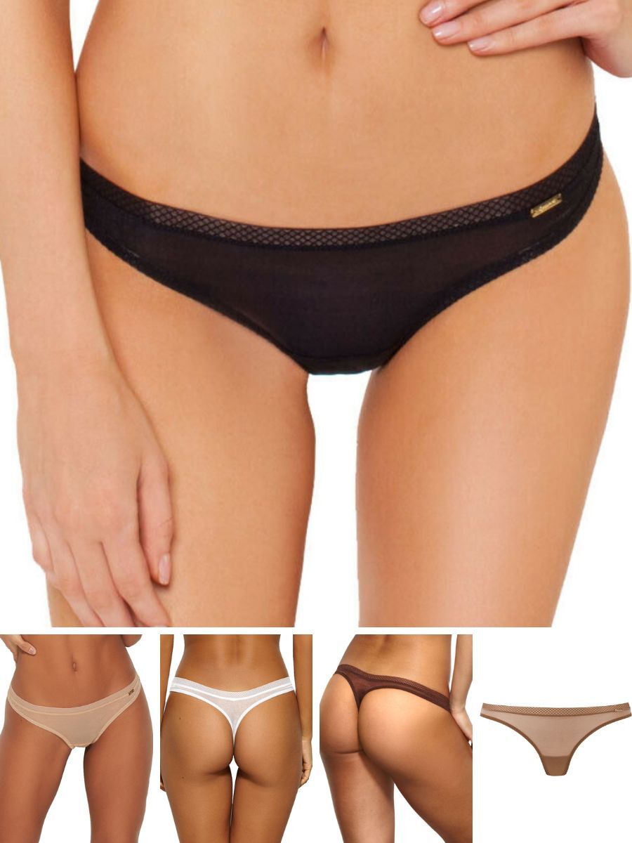 Gossard Glossies Brief Sheer Thong Knickers Mid Rise Sexy Sheer Briefs Lingerie