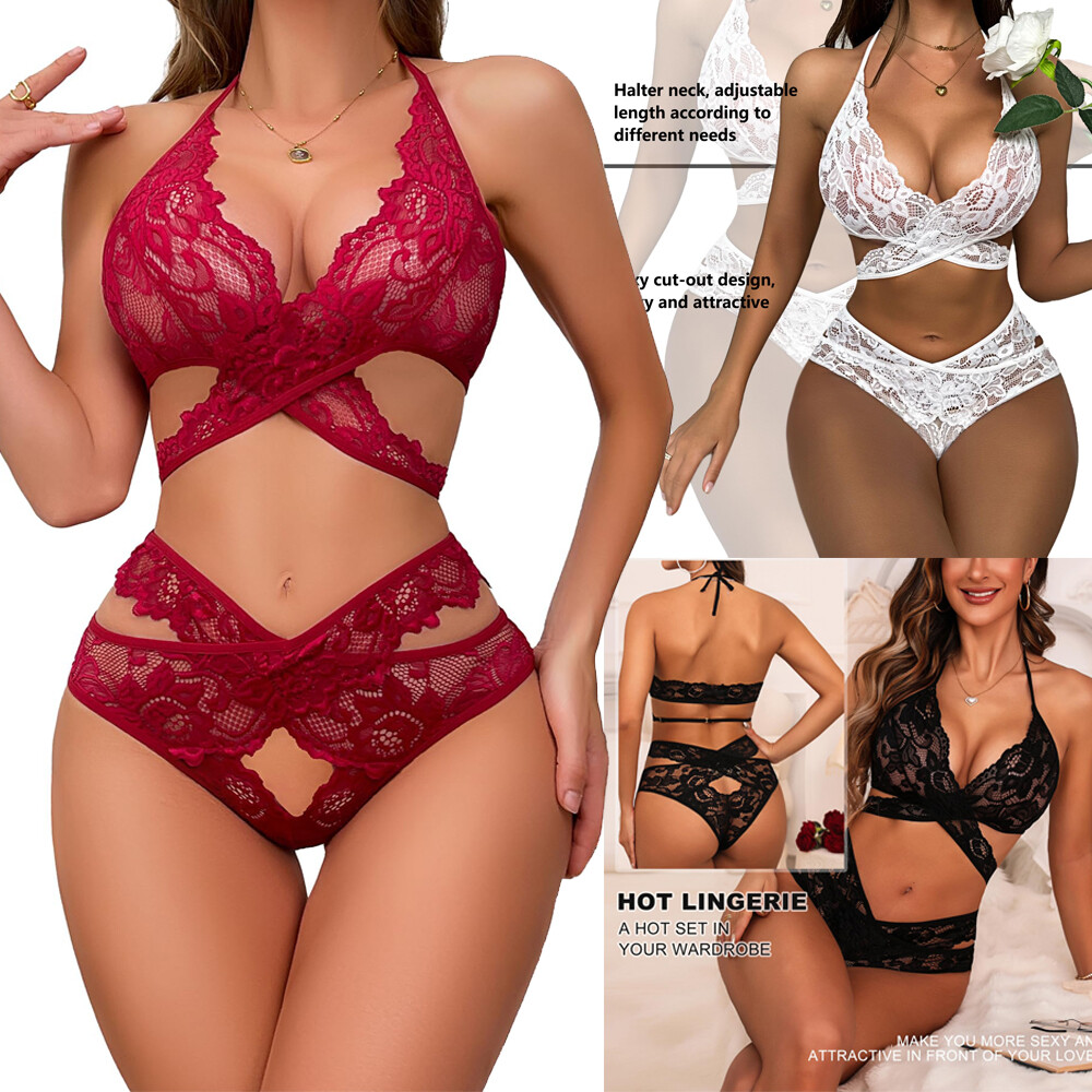 Women Sexy Lace Bra and Panty Set Bralette Lingerie 2 Piece Babydoll Bodysuit US