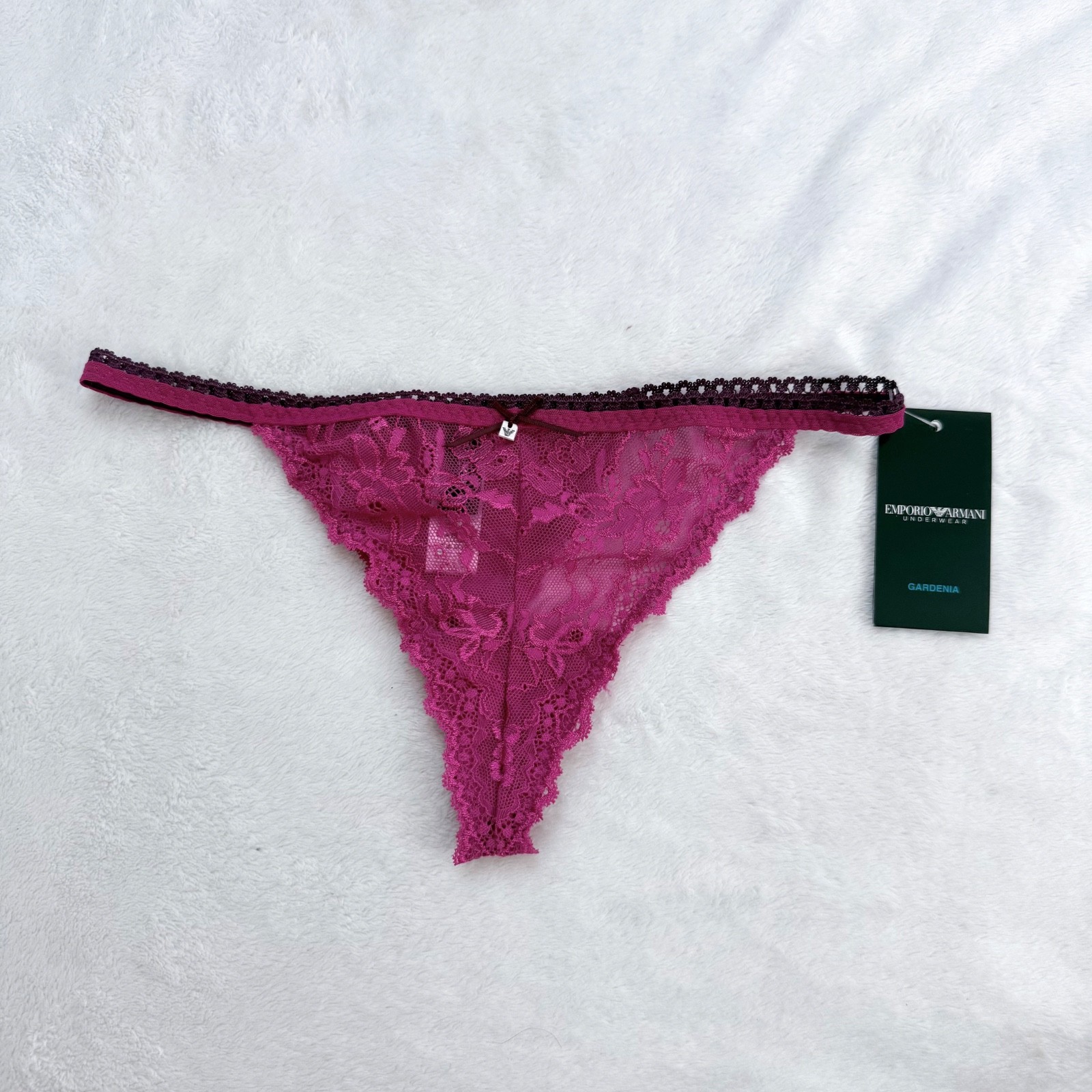 Vintage Emporio Armani Pink Lace Gardenia Thong NWT Deadstock Sexy Lingerie Y2K