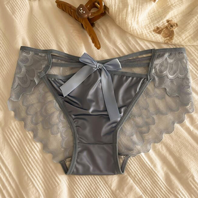 5 Packs Lot Sexy Womens Bowknot Satin Panties French Underwear Sheer Full Briefs
