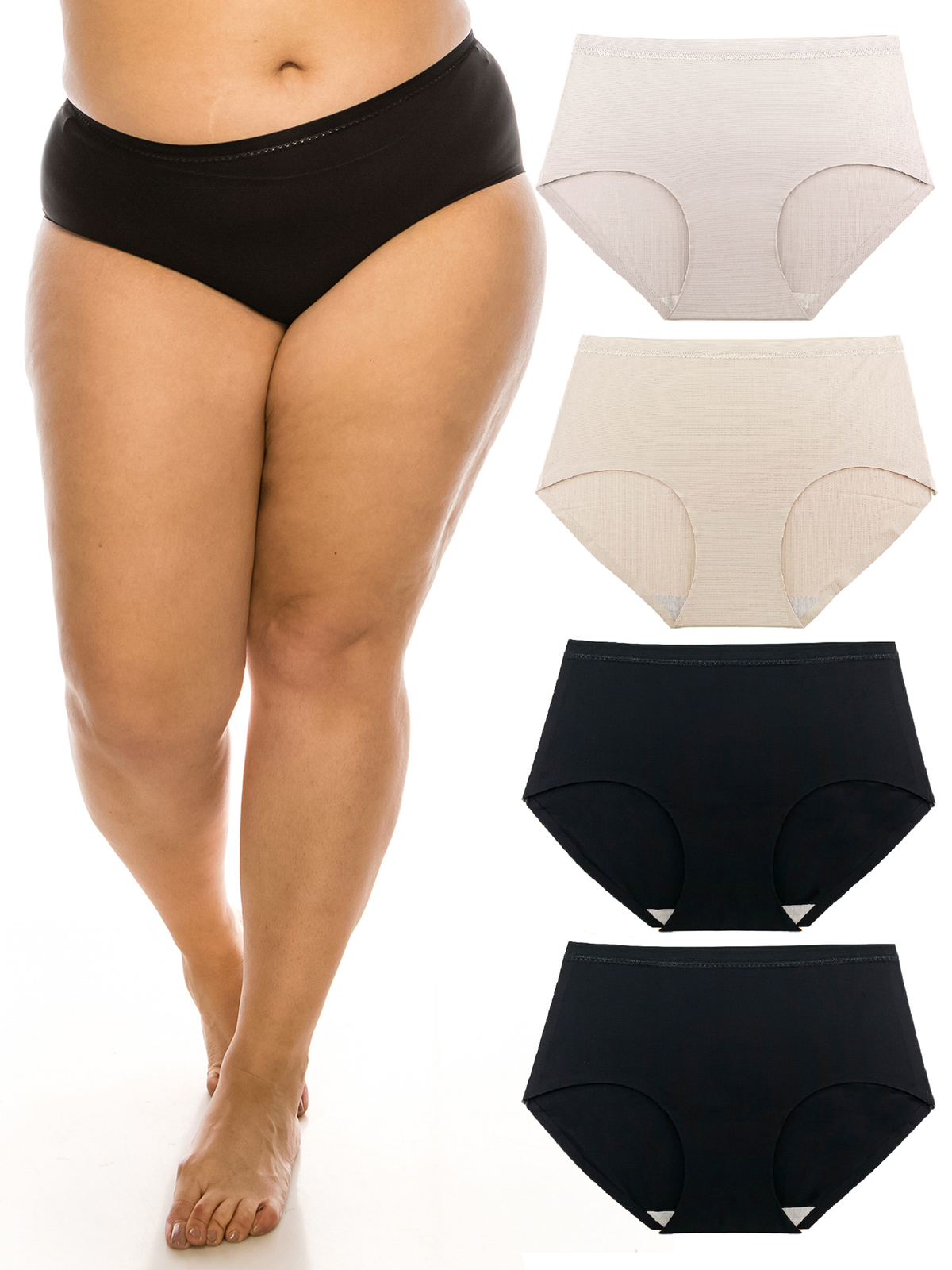 B2BODY Seamless Panties for Women Super Breathable Briefs XS-3X Plus Size 4 Pack