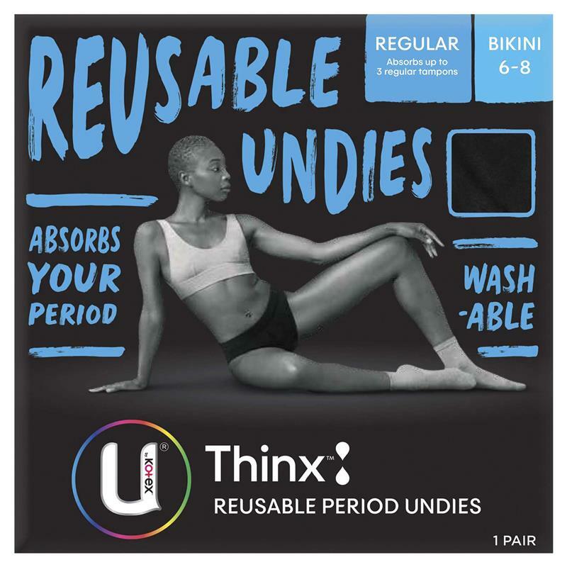U By Kotex Thinx Reusable Period Undies Bikini Cut Regular 1 Pair Size 6-8