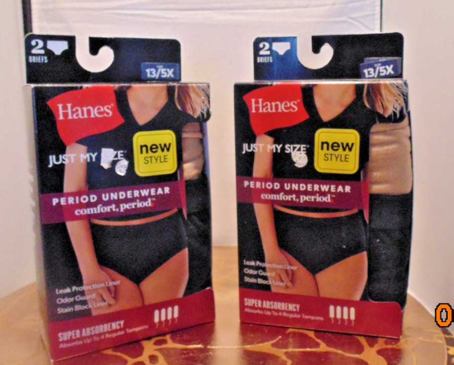 Hanes Just My Size Period Underwear 13/5X Briefs Comfort 2 Boxes of 2 Each Box