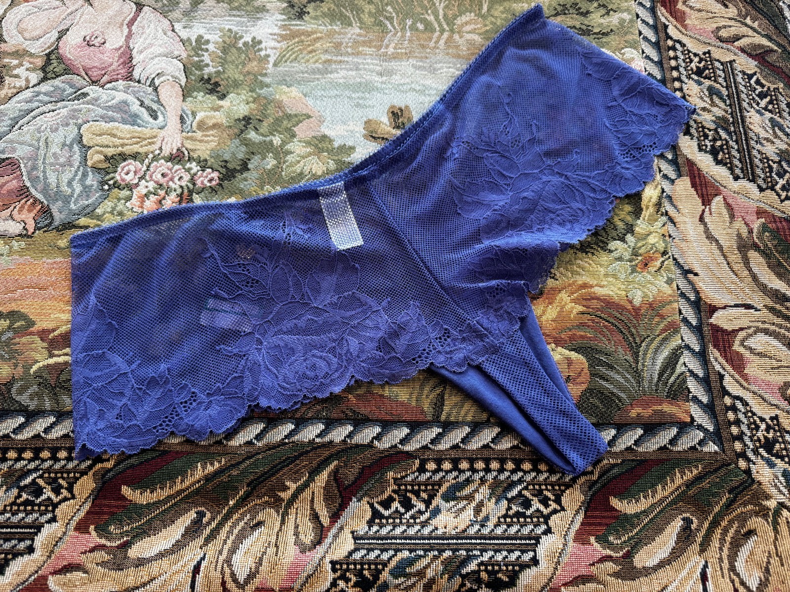 WACOAL 845384 ~ SKIPPER BLUE ~ VIVID ATTRACTION TANGA PANTIES ~ SIZE LARGE