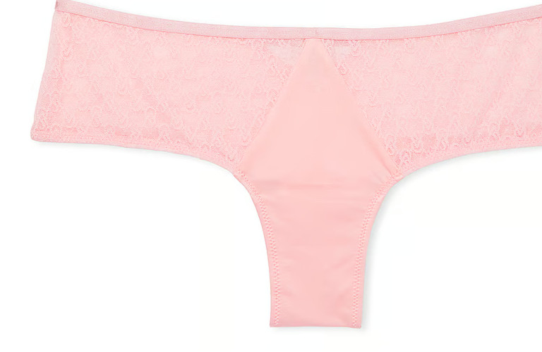 L Pink Blossom Satiny Insert LOGO Lace Very Sexy Cheeky Victorias Secret Panty