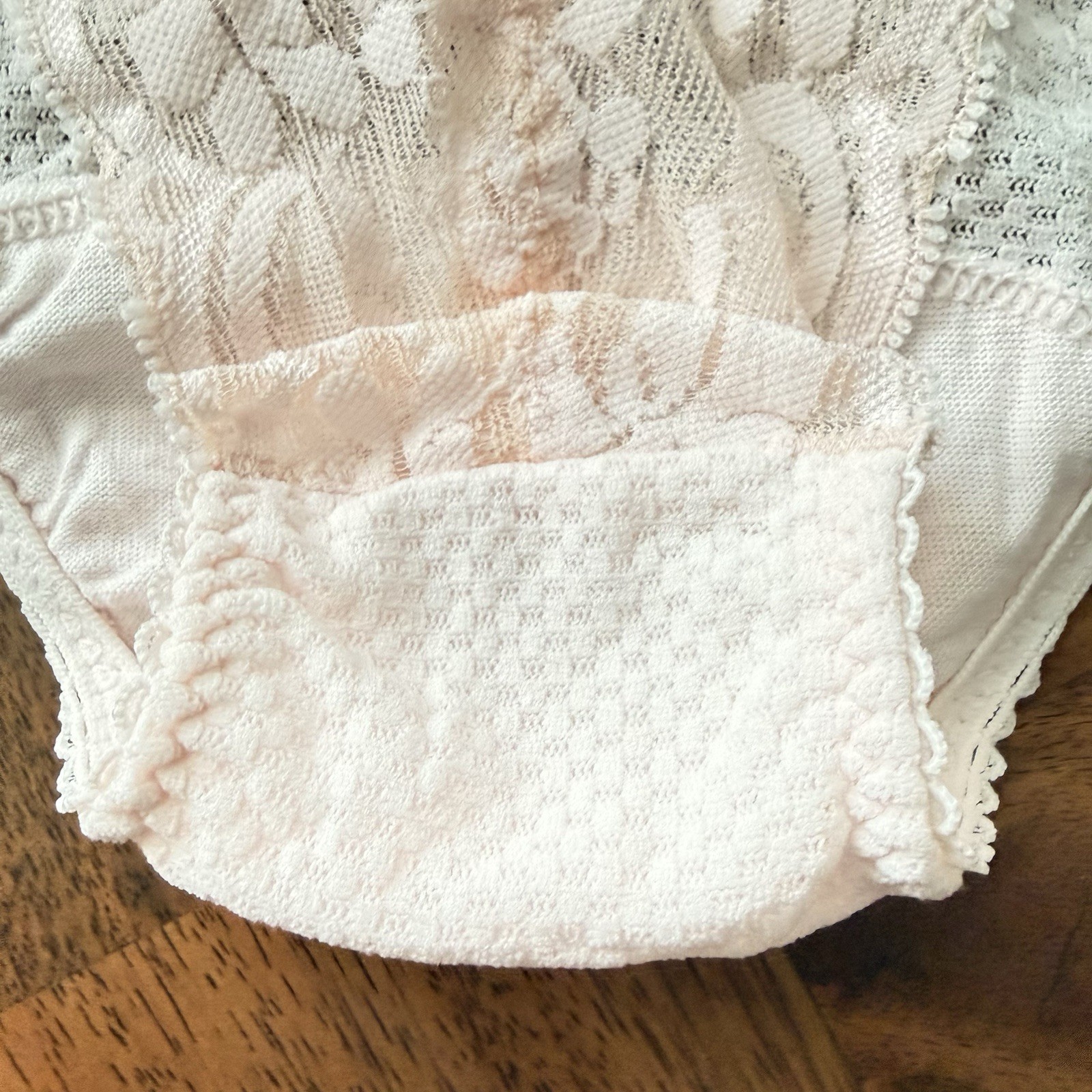 Vintage Maidenform Chantilly Panties Sz 6 Sheer Pink Lace High Leg ILGWU New