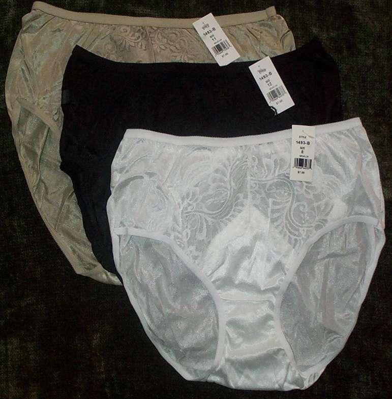 3 Pair Panty 3 Colors White Black & Moka Nylon Size 11 Look Sexy Lace Front USA