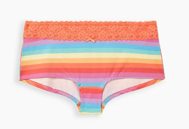 Torrid Rainbow Stripes Boyshort Panties Women’s Plus Size 4-4X-26 Lace Waistband