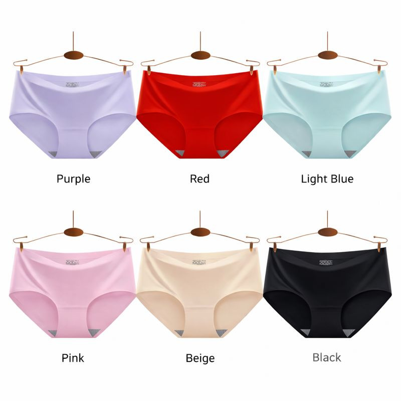Women’s Seamless Mid Waist Underwear Ladies & Teens Ice Silk Panties | 3/6 Packs