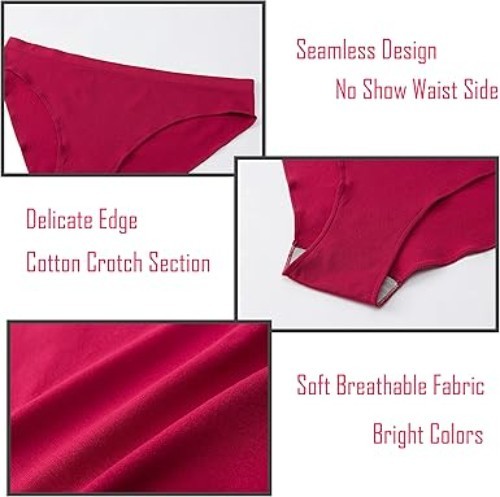 Womens Cheeky Bikini Panties 5 Pack Seamless No Show Soft Hipster Briefs New USA