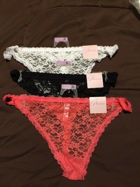 Simple Pleasures Women Panties Lace Trim Sexy Thong Knickers Underwear 3 Pairs