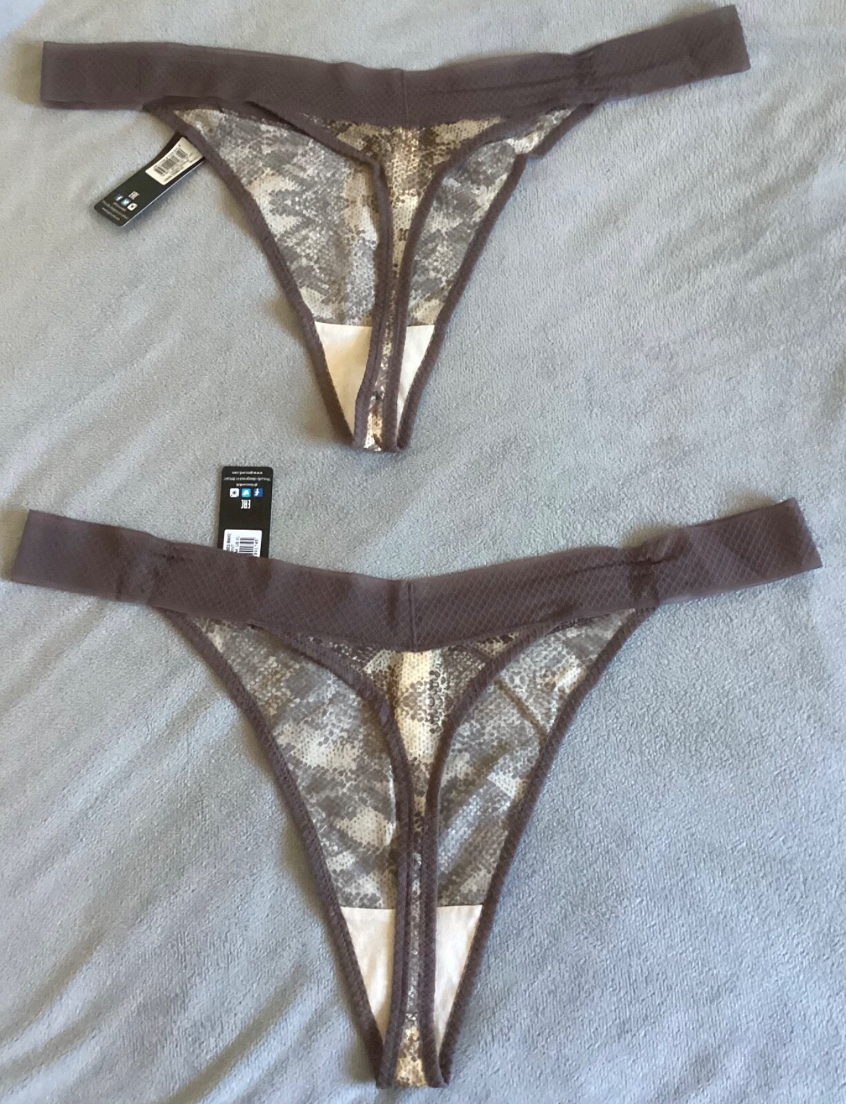 Gossard Glossies – x2 Light Brown & Beige Snake Print Thongs Size XL – BNWTS